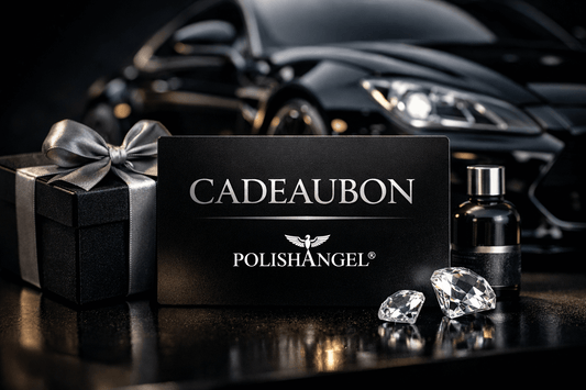 Cadeaubon van Polishangel, luxe auto in achtergrond